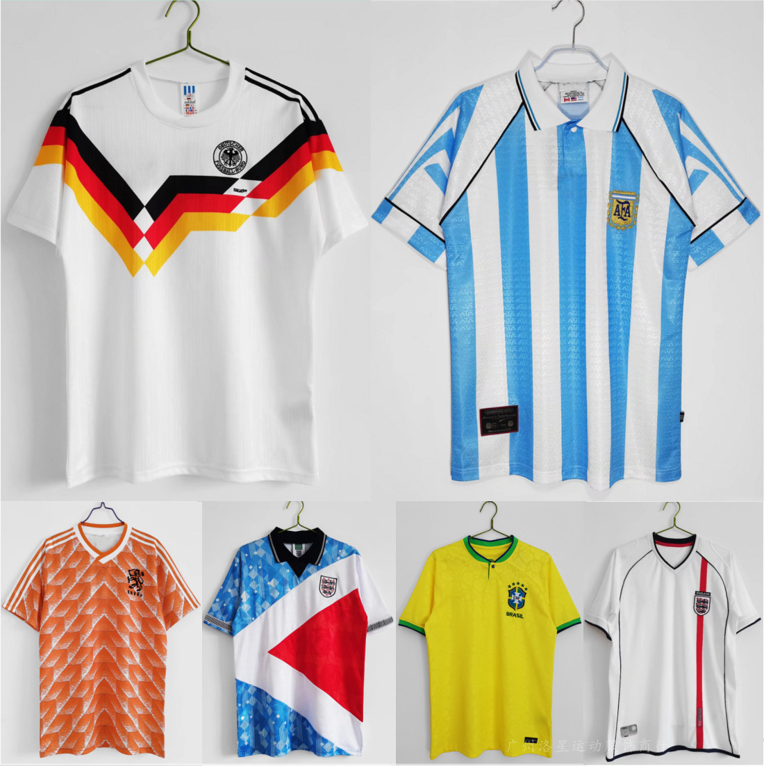 2425欧洲杯复古足球服德国主场客场巴西英格兰国家队球衣一件代发