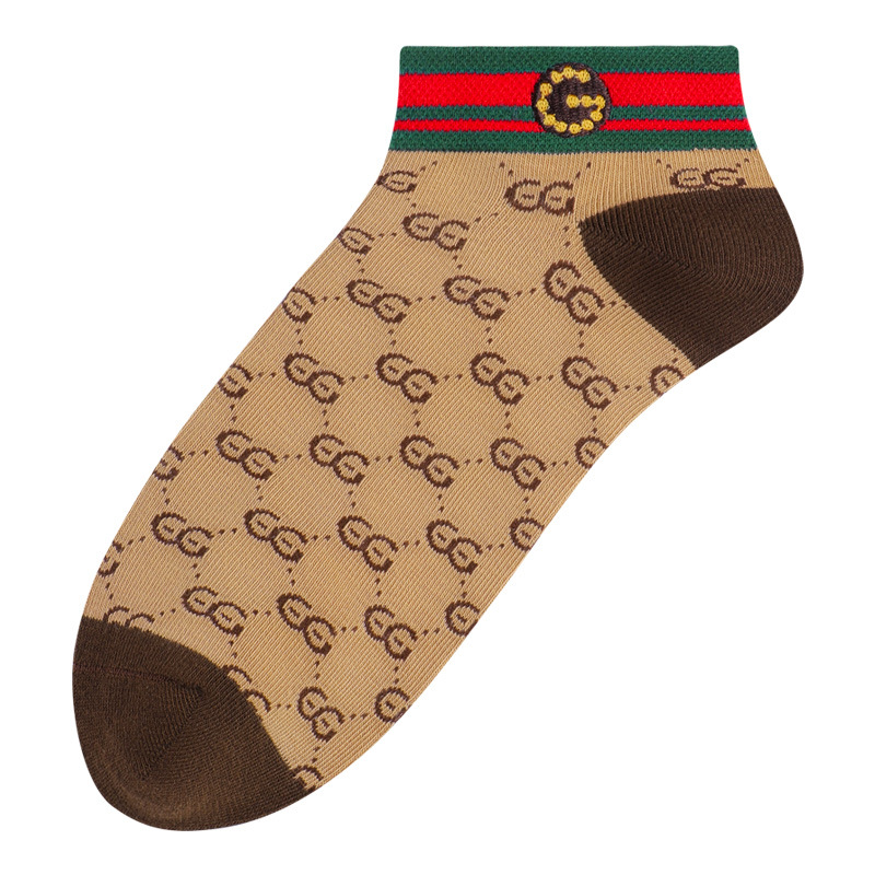 Authentic Gd Men's Socks Striped Personalized Cotton Short Socks Gdad Gift Box Trendy Men's Socks Deodorant Ankle Socks