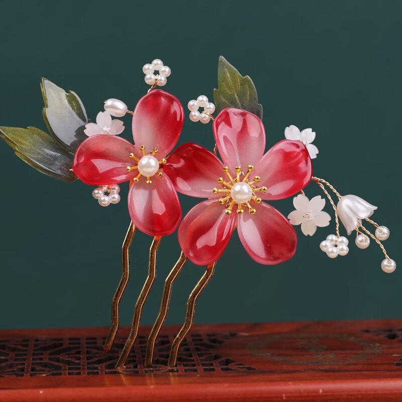 中国风发梳插梳簪子女缠花发插发钗旗袍汉服唐风古装戏