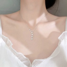 s999足银闪钻星星项链气质甜美小众设计仙气女锁骨链韩版时尚气质