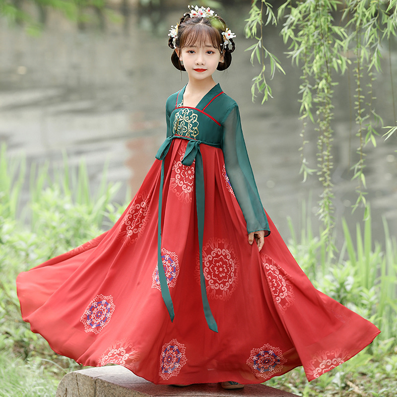 汉服女童新款秋装儿童中国风超仙古装襦裙小女孩连衣裙古风演出服