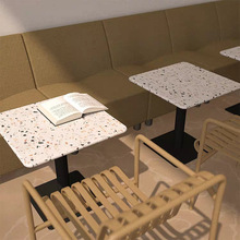 餐厅桌子 北欧轻奢休闲洽谈户外休闲洽谈网红奶茶店水磨石咖啡桌