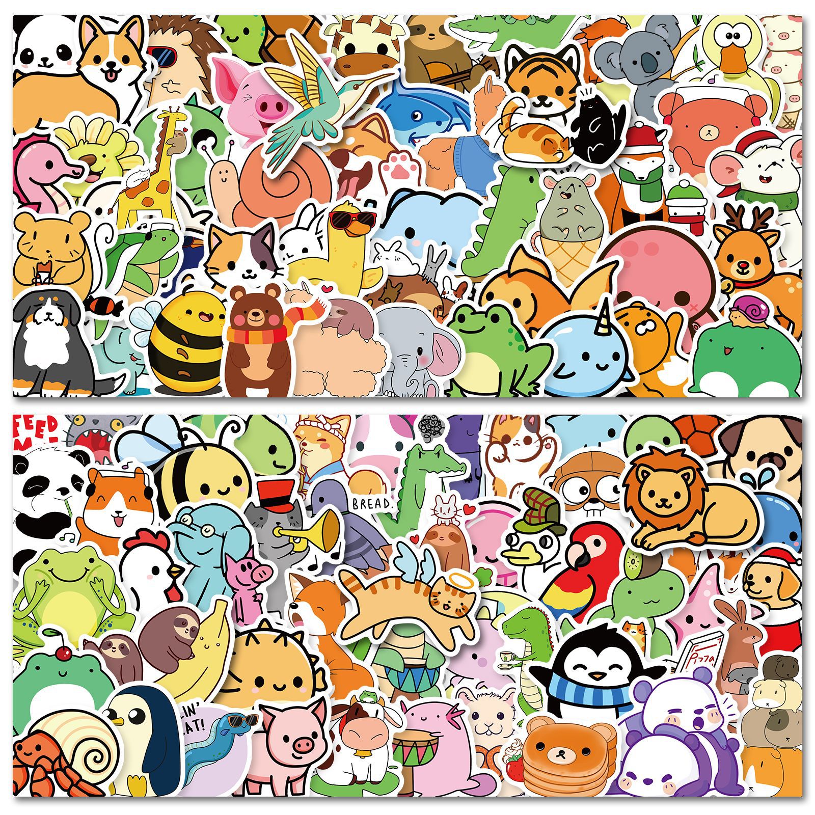 50-100张可爱小动物贴纸 幼儿园学生儿童奖励卡通动物头像贴画
