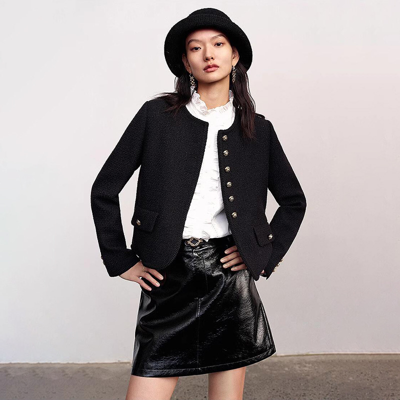 小香风短外套2024春新款女装h型圆领显瘦轻熟气质上衣90224480405