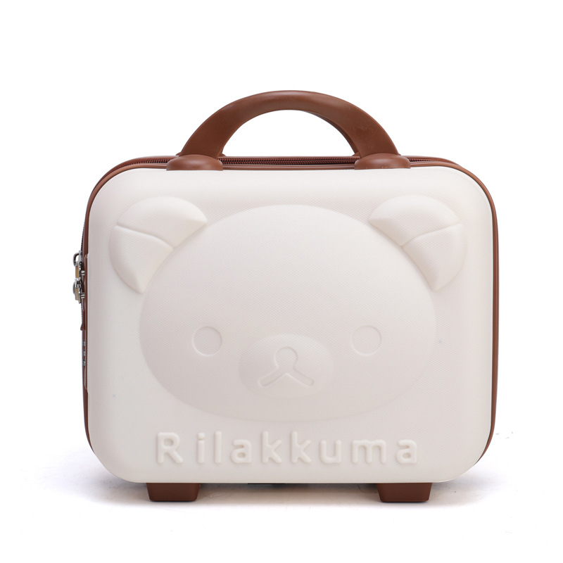 14-Inch Pp Suitcase 3D Cartoon Bear Cosmetic Case Multifunctional Mini Makeup Storage Bag Gift