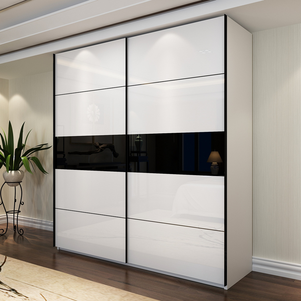 白色烤漆实木衣柜北欧现代简约推拉门移门衣柜整体卧室大衣橱锭制