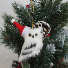 跨境亚马逊仿真猫头鹰圣诞节礼物动物模型圣诞树装饰挂件派对装饰