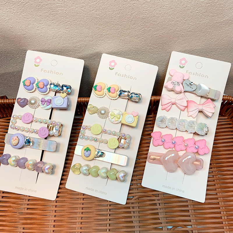 New Little Girl Cute Pearl Barrettes Set Side Clip Girl Broken Hair Bar Hairclip Hair Accessories Wholesale