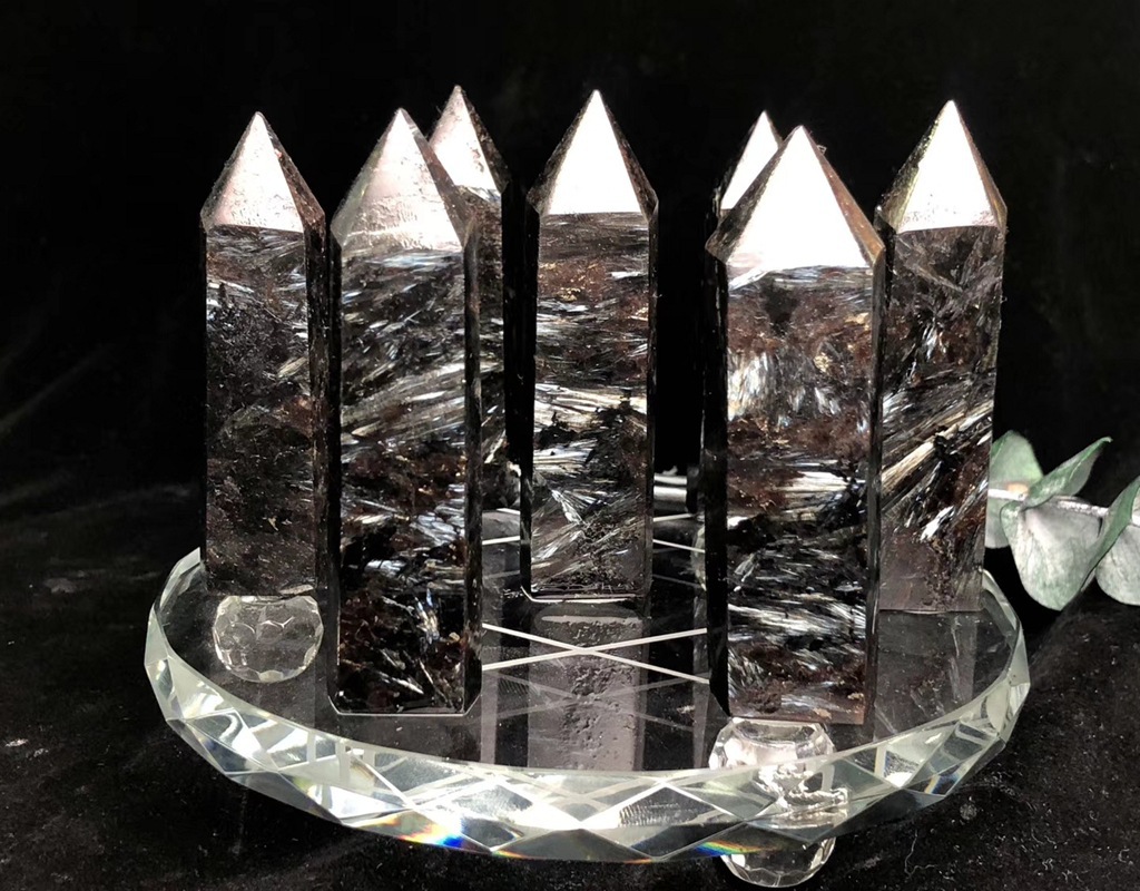 批发矿石水晶烟花晶七星阵盘风水摆件主石80-90mm底盘150mm