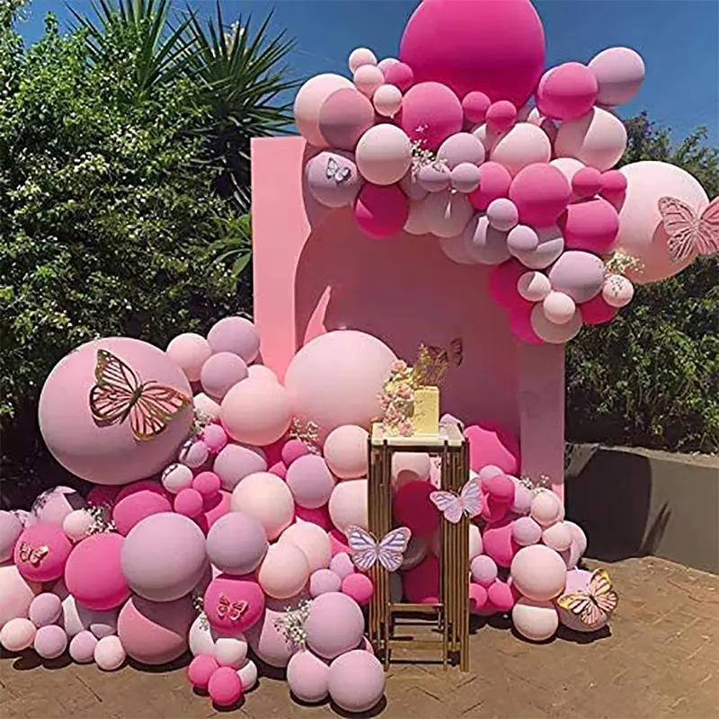 Cross-Border Balloon Chain Decoration Set Girl Romantic Pink Birthday Proposal Wedding Party Theme Dress up