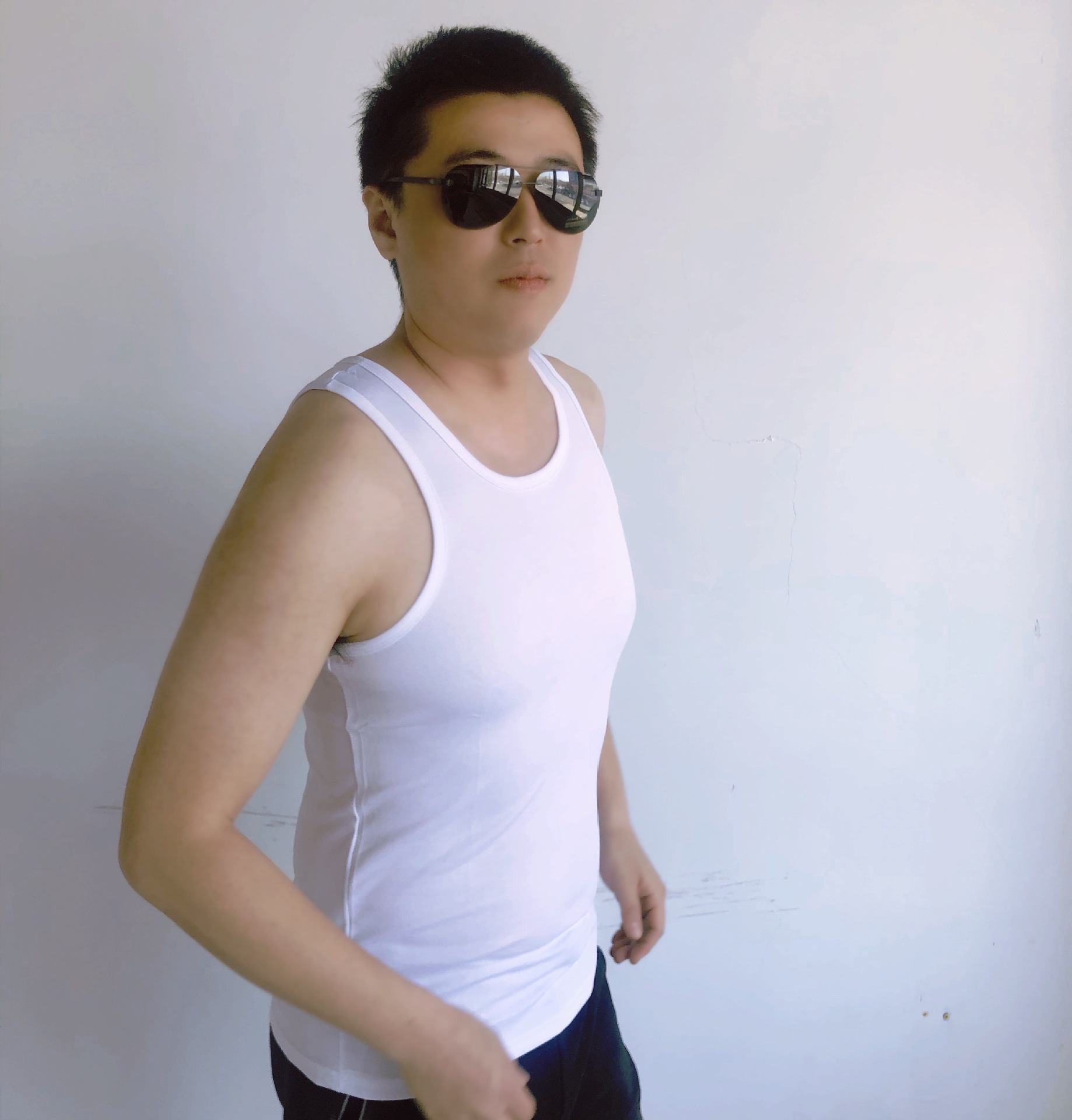 白背心 夏季武装部战术无袖跨栏背心民兵训练体能短袖t恤体能服