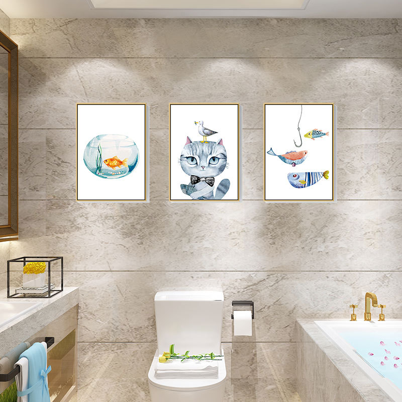 浴室卫生间厕所瓷砖墙面装饰墙贴纸自粘补洞墙壁遮丑贴画玻璃门贴