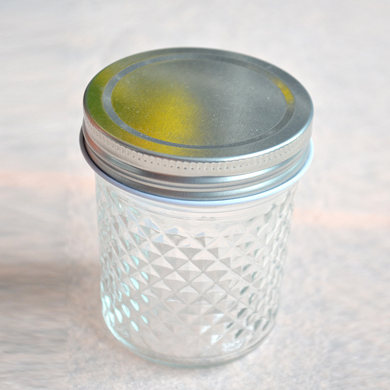 鱼子酱钻石密封玻璃瓶 酱菜果酱瓶密封罐 大口钻石梅森罐酸奶瓶