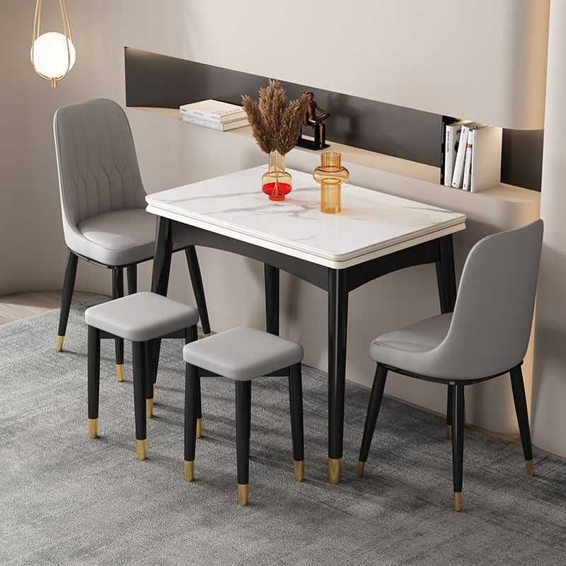 Simple Modern Light Luxury Stone Plate Folding Dining Table Retractable Multi-Functional Dining Tables and Chairs Set Small Apartment Solid Wood Dining Table