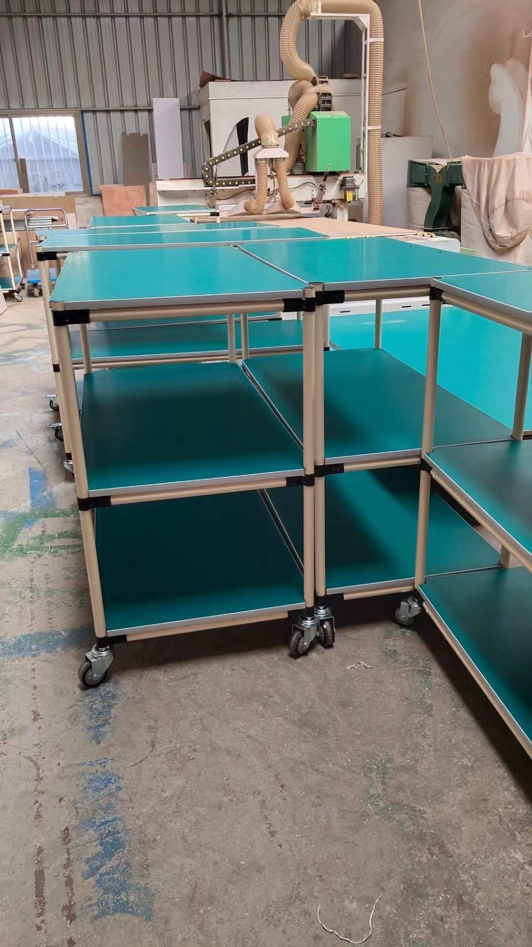 防静电周转车精益管物料架复合管线棒车手推车无尘移动带轮工作台