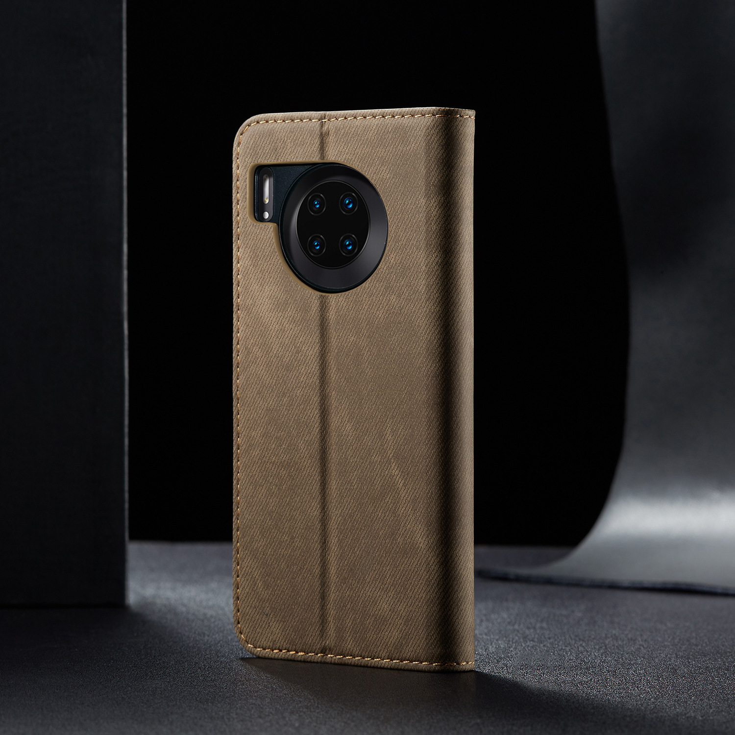 适用华为mate30pro牛仔纹手机壳p40钱包插卡lite皮套翻盖nova7s