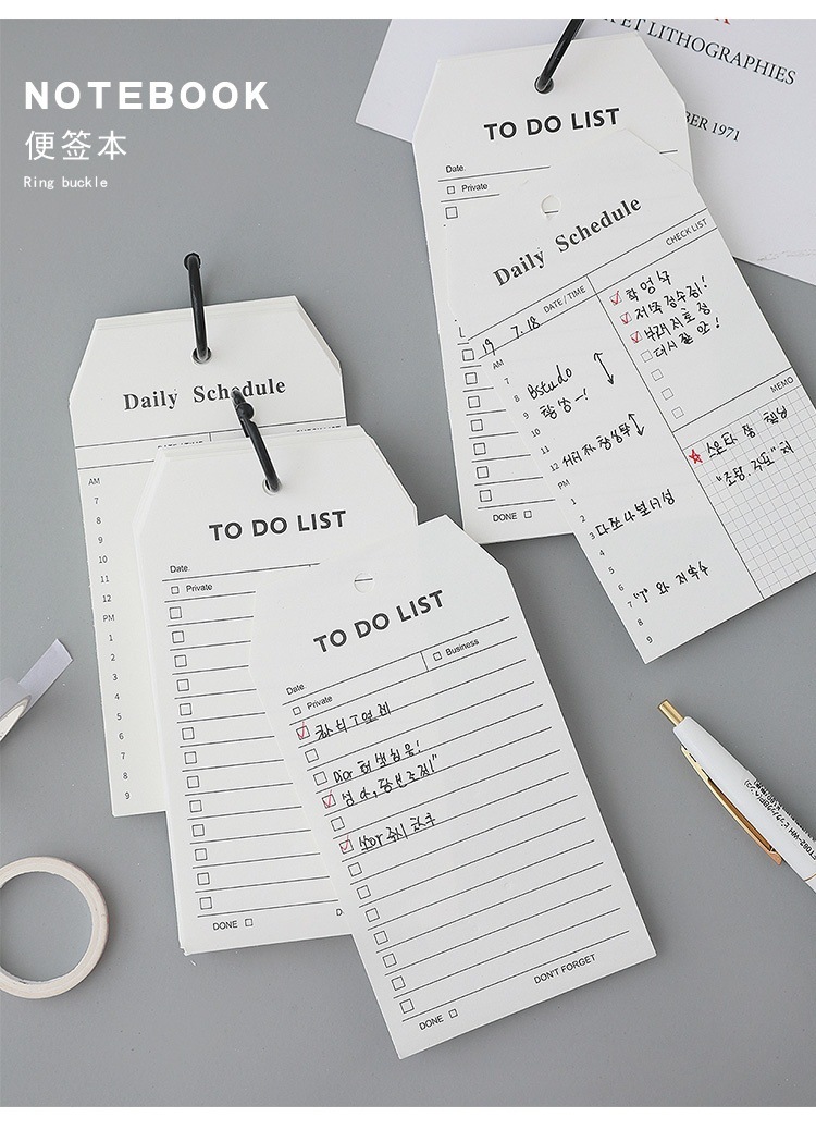 小记事本线圈todolist便签计划本环扣式便利卡片清单小本子文具