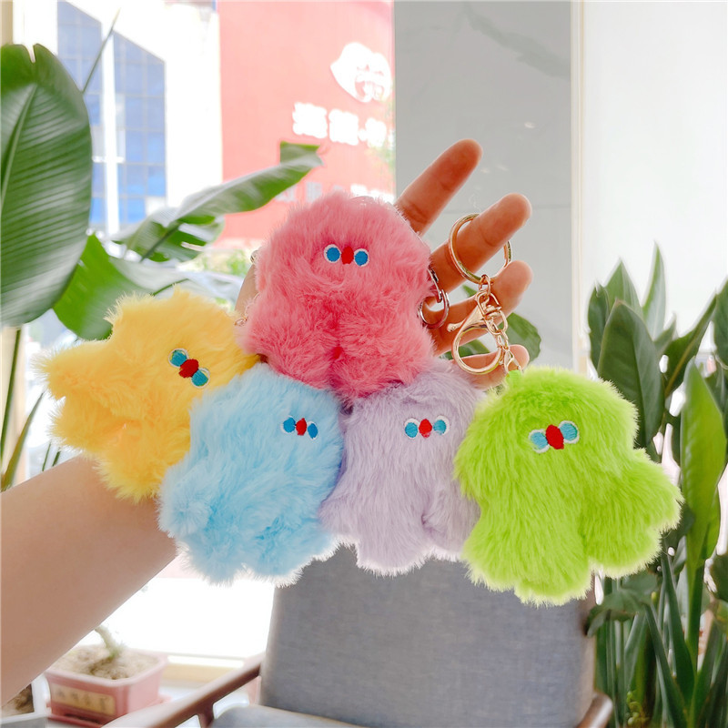 Internet Hot Cute Ins Pink Stupid Plush Doll Bag Bag Charm Accessories Doll Pendant Keychain Wholesale