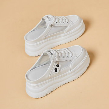 网面镂空无后跟板鞋女包头拖鞋春夏新款轻便透气小白鞋软底休闲鞋