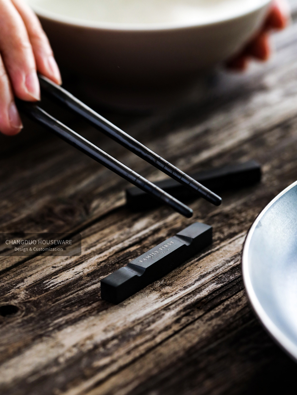 不锈钢镀钛黑色筷子垫筷托筷枕筷架北欧创意厨房餐厅酒店家用直播