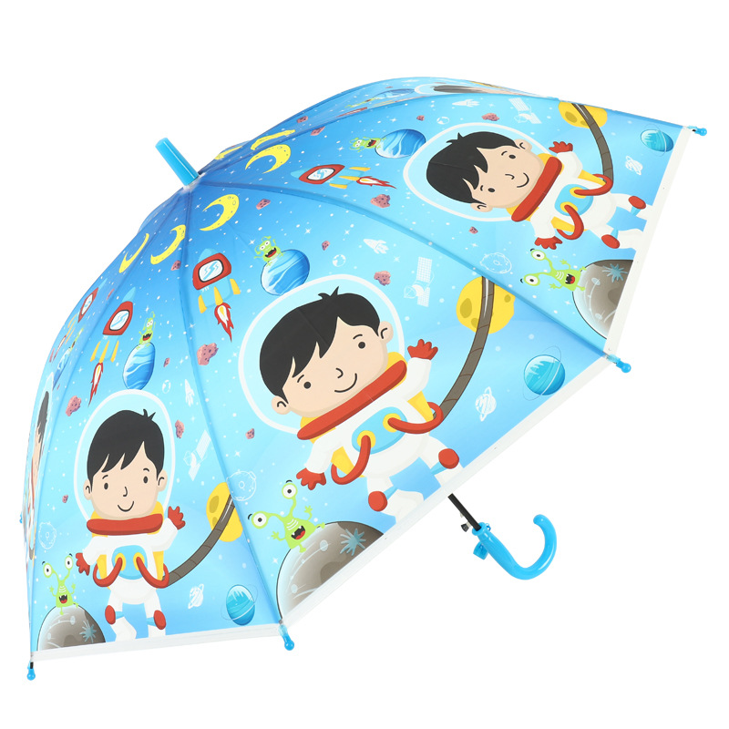 Children's Umbrella Customized Boys and Girls Kindergarten Children's Umbrella Students Transparent Umbrella Cartoon Long Handle Automatic Umbrella Opening
