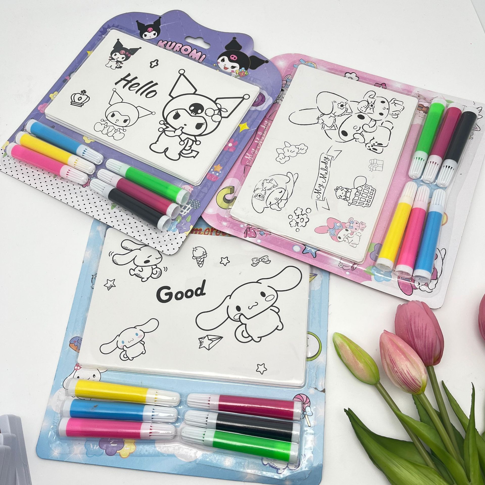 儿童绘画启蒙涂色画带彩色笔可爱图案套装幼儿园学画画涂鸦涂色本