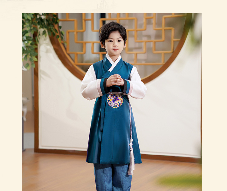 男童韩服三件套朝鲜族马甲长裤套装少数民族刺绣活动表演出礼服装