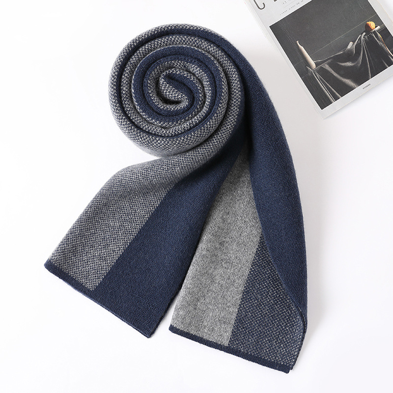 冬季新款保暖加厚纯羊绒围巾男士高档商务送礼物羊毛围巾男批发