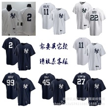 批发外贸货源纽约洋基球衣球棒球服2#45#99#22#11#27条纹纽扣衬衫