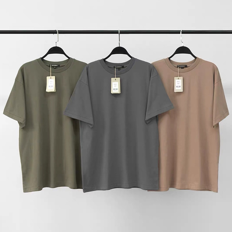 潮牌kanye yeezy season6侃爷纯色高街椰子宽松短袖t恤男女