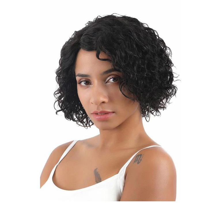 非洲时尚小卷短款女士假发蓬松自然气质偏分羊毛卷短发厂家批发