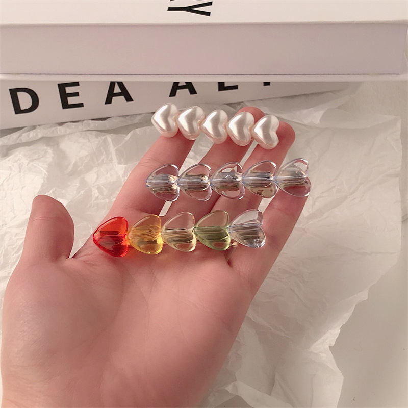 Spring and Summer New Colorful Transparent Love BB Clip Cute Girl's Hair Hoop Side Clip Back Clip Sweet Head Accessories