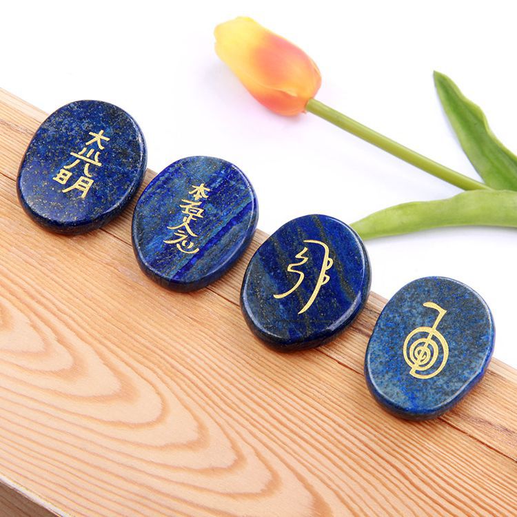 天然水晶臼井灵气疗愈符号摆件 紫晶青金reiki能量石工艺品摆件