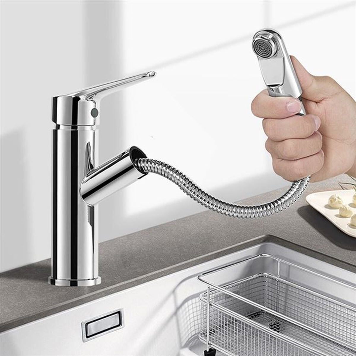 箭牌面盆多功能抽拉式洗脸盆台盆精铜冷热单孔拉伸水龙头ae4143m