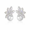 Kyonghung Flower earrings AAA zircon Korean Edition fashion Pearl Earrings S925 Sterling Silver Auricular needling Manufactor Pearl Ear Studs