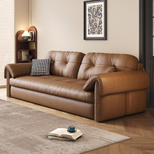 客厅法式复古风家用2024两用直排沙发皮沙发床猫抓折叠新款多功能