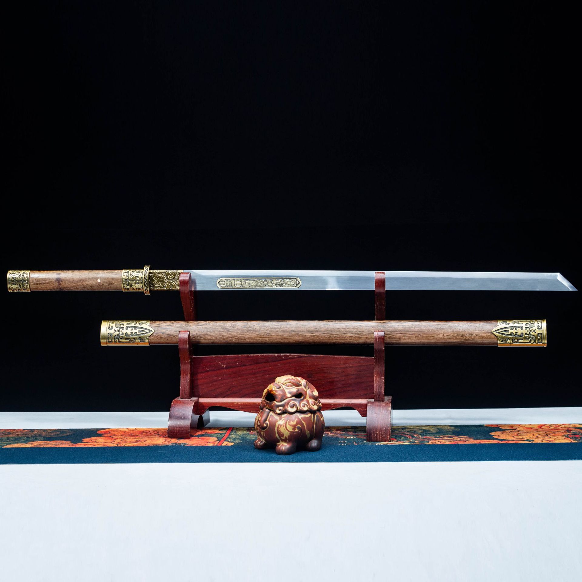 龙泉市刀剑高锰钢素装一体唐横刀防身直棍刀影视宝剑冷兵器未开刃