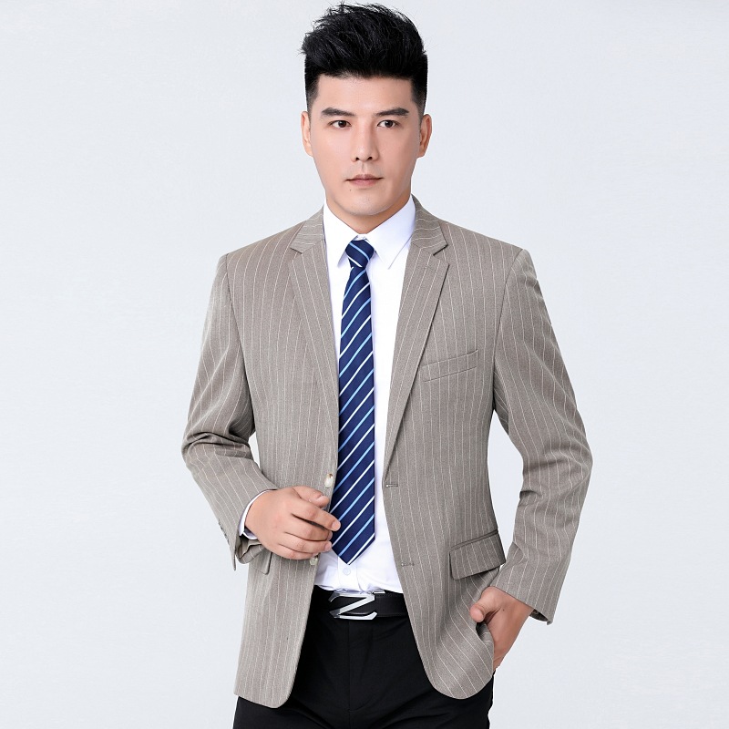 春季款男装新款西服中年男商务正装上衣免烫西装男休闲西服男外套