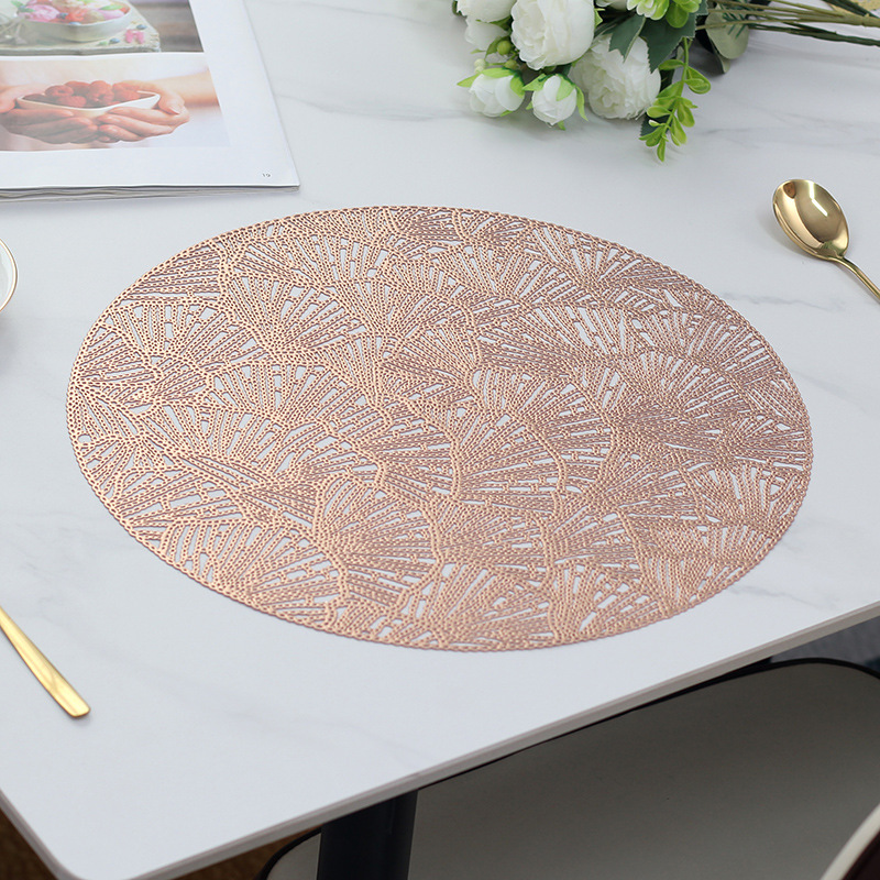 Placemat PVC Nordic round Shell Hollow Placemat PVC Waterproof Oil-Proof Stain-Resistant Scratch-Resistant Hotel Restaurant Dining Table Cushion