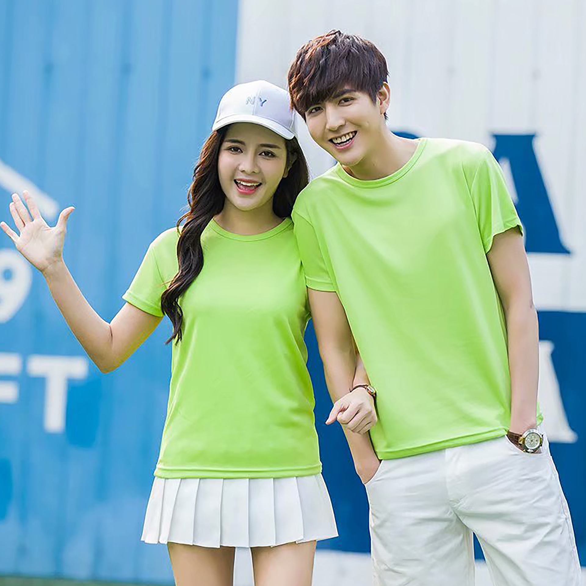 厂家速干小方格t恤衫批发 圆领广告文化衫马拉松徒步队服来图印字