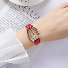 新品上市外贸款简约罗马方型手表女士女生石英皮带茶色手表15