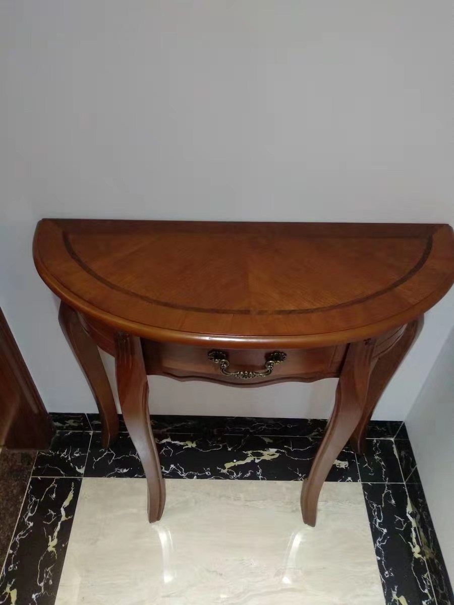 美式玄关桌子半圆玄关桌实木欧式玄关台案简约现代玄关柜靠墙边桌