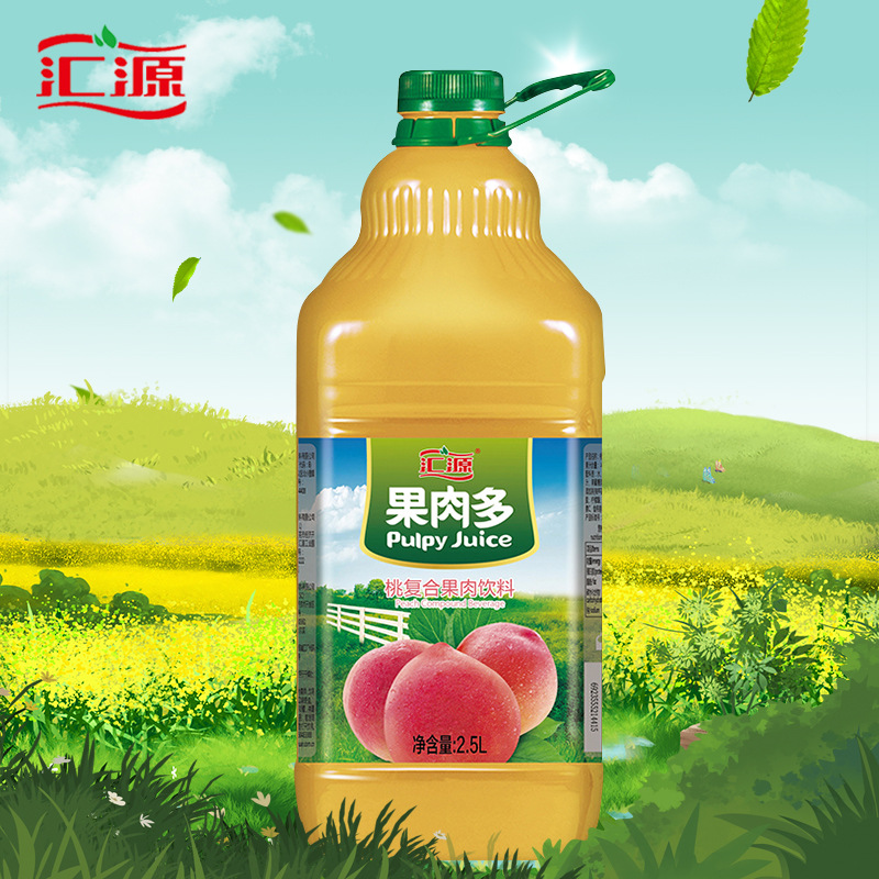 汇源果汁果益多果肉桃桃汁饮料2.5l桃味桃汁果汁饮料大瓶装
