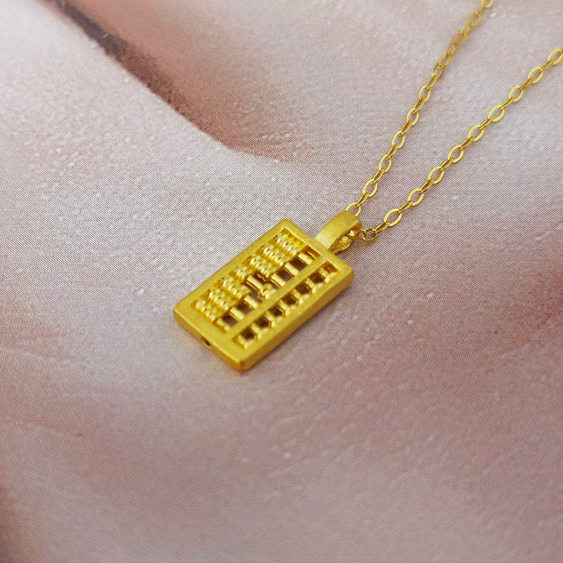 3d硬金黄金小算盘吊坠女足金999如意金算盘项链坠子纯金抖音直播