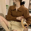 Retro Western style By age Polo Ma pattern Long sleeve Exorcism Primer Socket Sweater Waist sweater