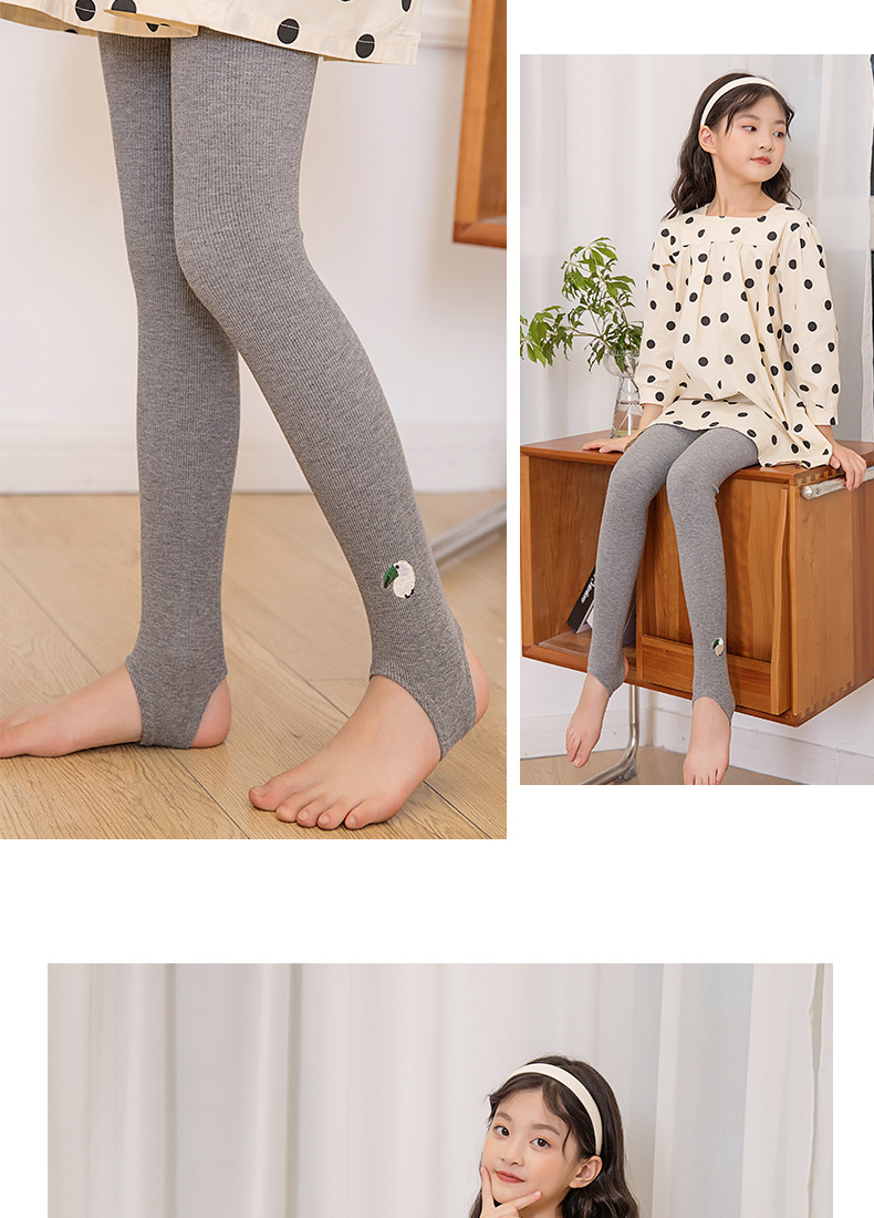 2022春季女童踩脚连裤袜棉竖条弹力鹦鹉刺绣女孩打底裤袜中大童袜