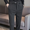 Vatican Waugh FW4469 2022 Waist stretching Brushed thickening Elastic force stripe Fur Western-style trousers belt decorate
