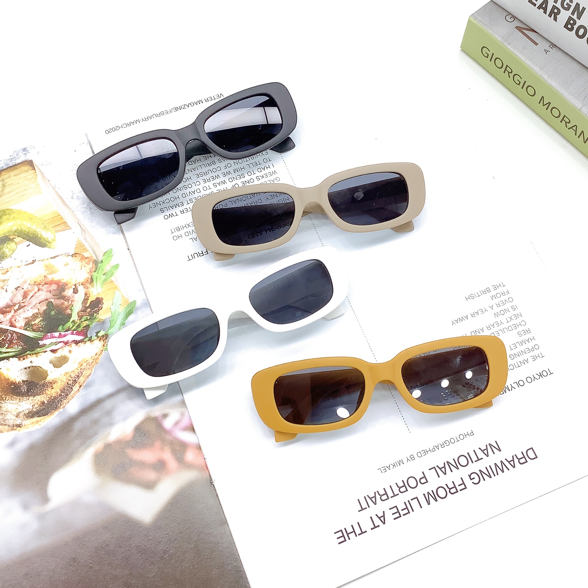 2024 Retro New Small Square Box Children's Sunglasses Fashion Travel Uv Protection Cross-Border Concave Sunglasses