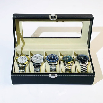 黑色皮革手表收纳盒男士机械表防尘节日送礼表盒礼物盒收纳盒