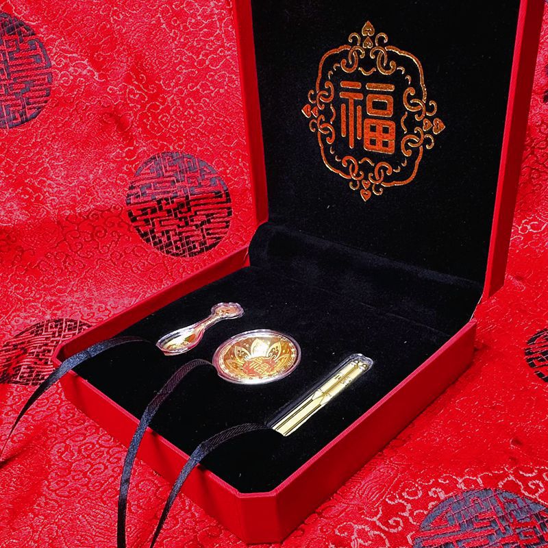 New Pure Gold 999 Bowl Spoon Chopsticks Creative Decoration Baby Full Month Gift Birthday Gift Bank Will Sell Opening Red Gifts